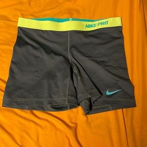 Grey, green, blue spandex shorts